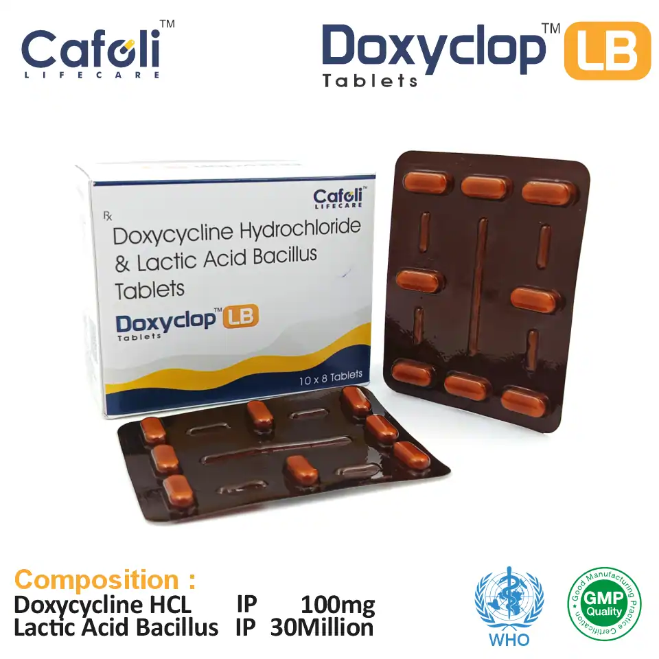 Doxycycline + Lactobacillus  at the best price in PCD Pharma Franchise for Bacterial Infections, Probiotic Support